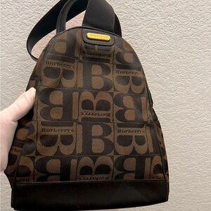 Burberry Black and Brown Monogram Backpack